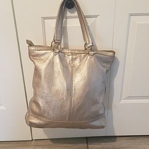 Burberry gold leather bag . 9"L x W 6" x 18"H